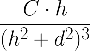 Ekvation B: C * h / (h² + d²)³